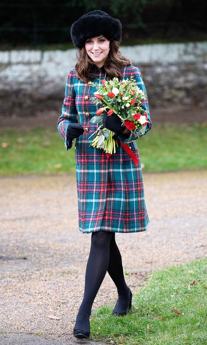 Kate Middleton in a Plaid Coat