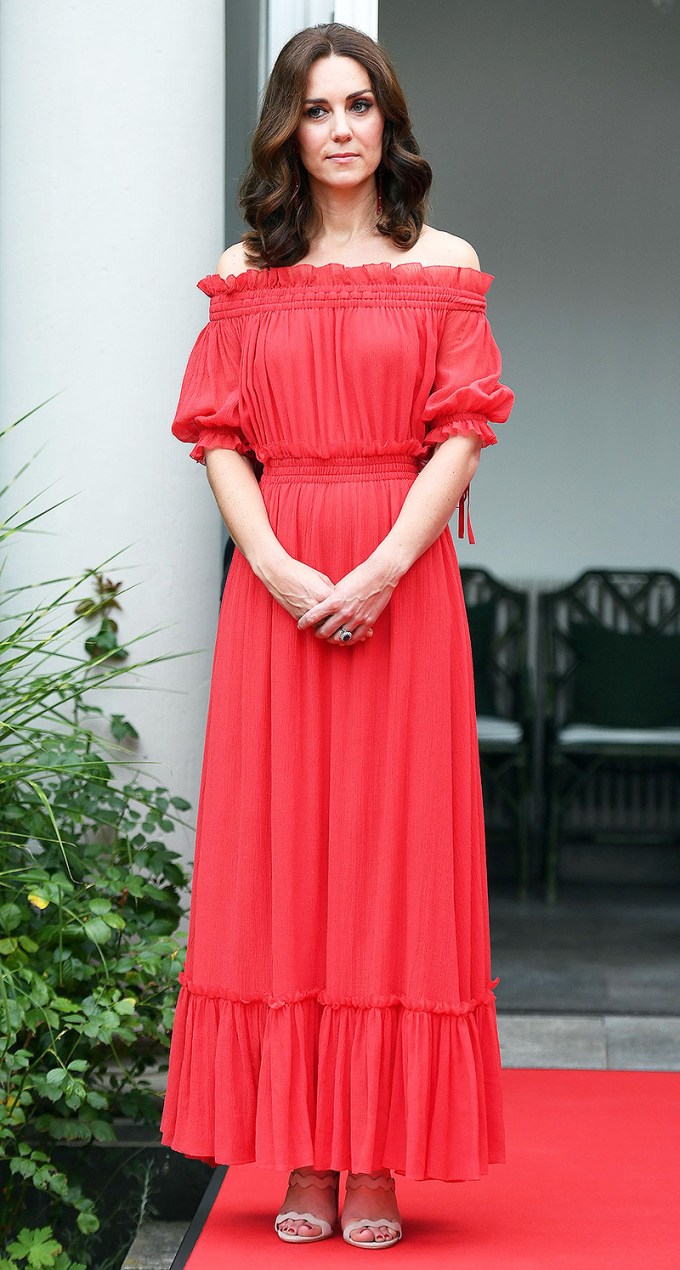 Kate Middleton in an Off-The-Shoulder Dress