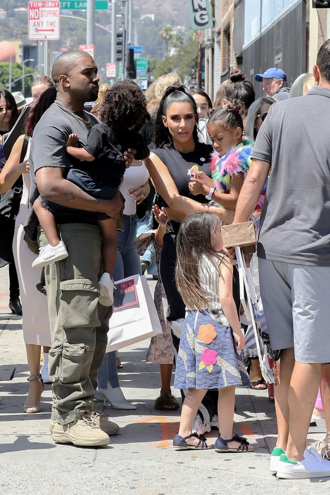 Kim Kardashian & Kanye West out in LA with their kids, Saint & North West