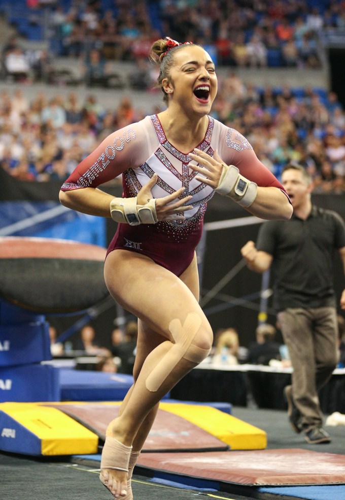 Maggie Nichols Cheers At NCAA Gymnastics
