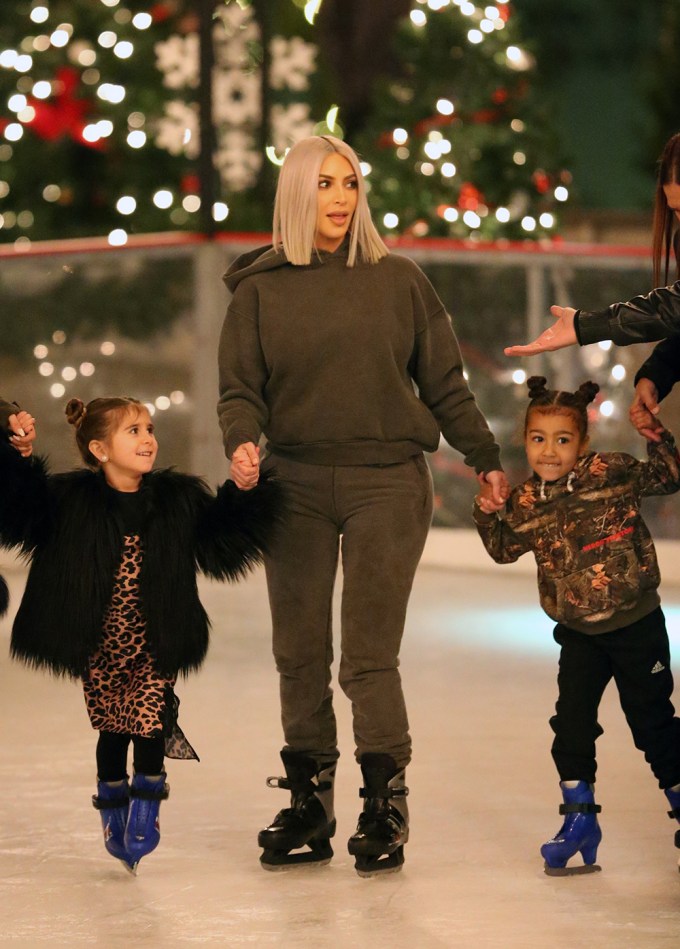 Kim Kardashian, Penelope Disick and North West ice skating