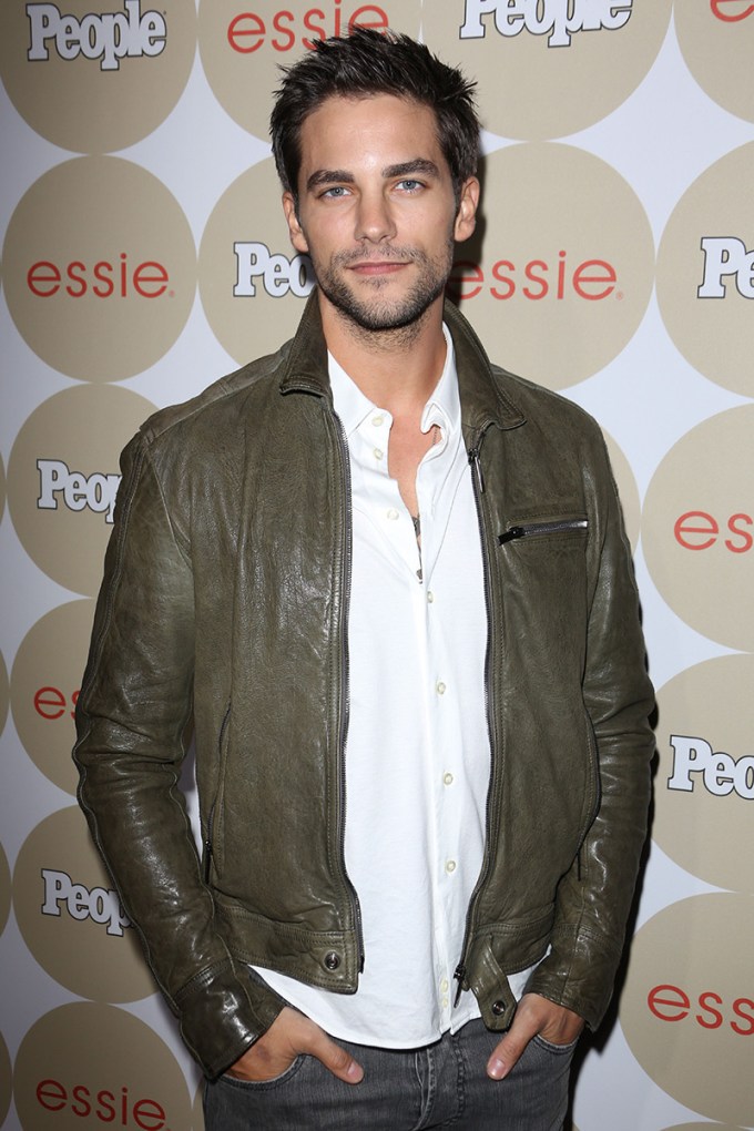 Brant Daugherty in a leather jacket
