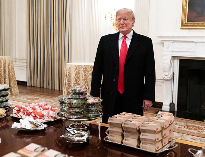 Donald Trump Poses With Fast Food In The White House