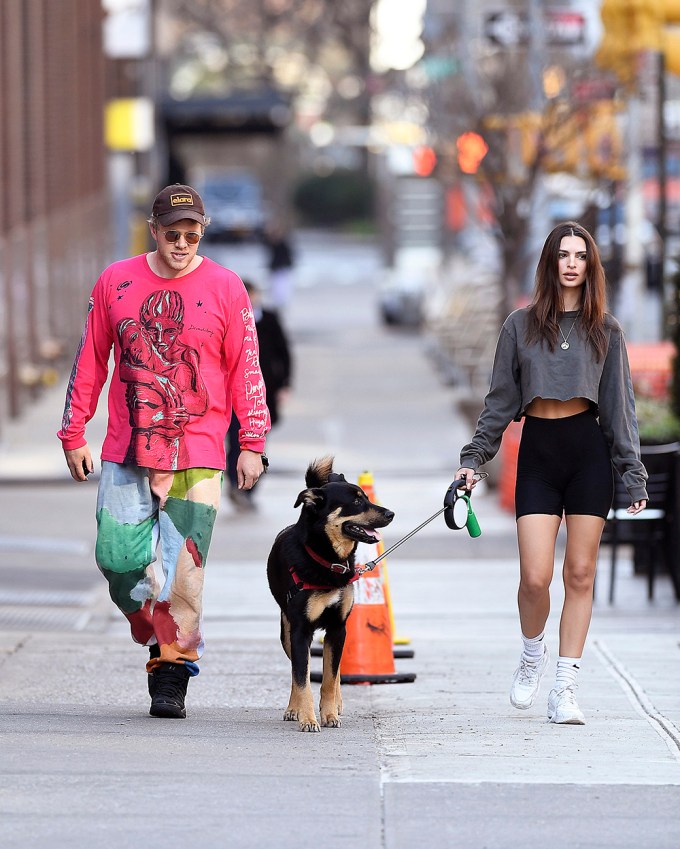 Emily Ratajkowski Walks Her Dog With Husband Sebastian Bear-McClard