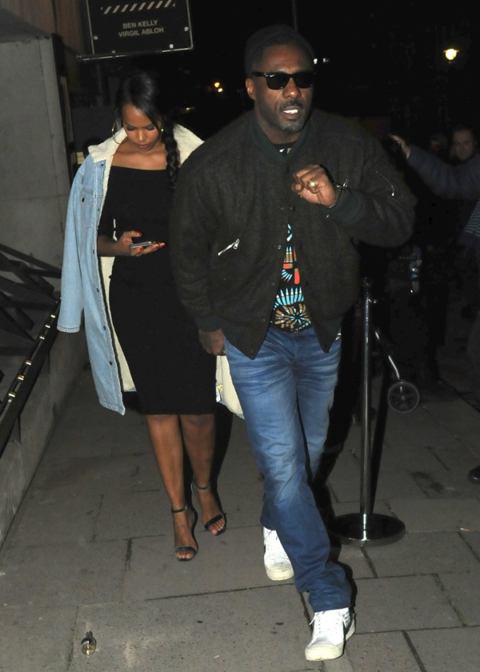 Idris Elba & Sabrina Dhowre outside