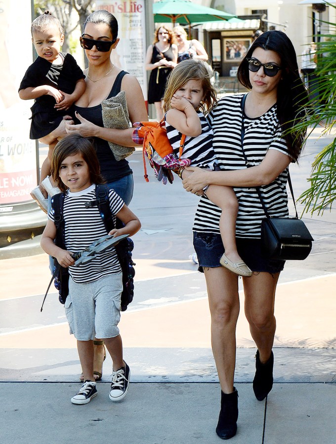 Kourtney Kardashian Matches Penelope & Mason in Stripes