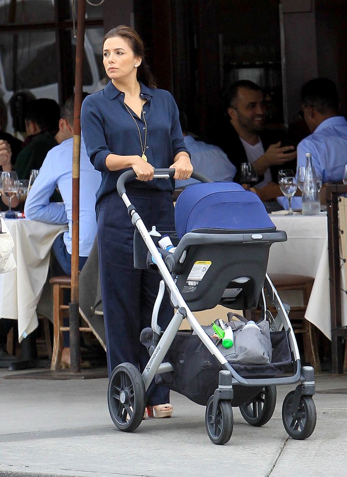 Eva Longoria Strolls With Santiago
