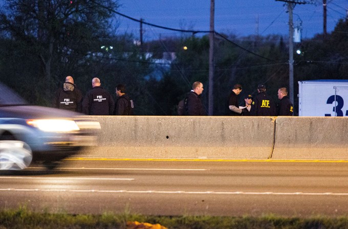 Police investigate after bombing suspect was killed at location in Round Rock, Texas., USA – 21 Mar 2018