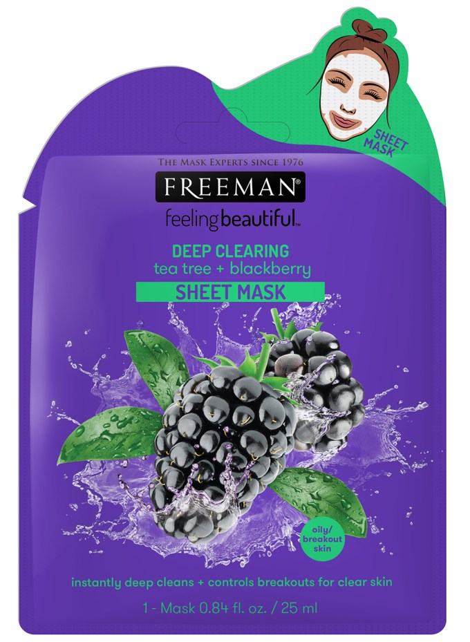 Freeman Feeling Beautiful DEEP CLEARING tea tree + blackberry SHEET MASK