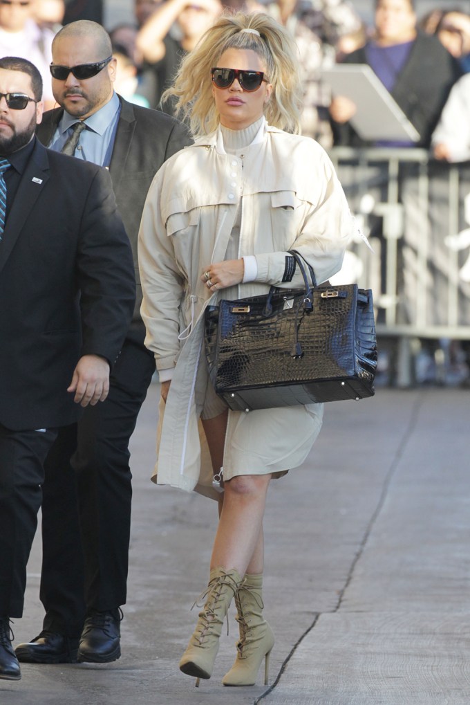 Pregnant Khloe Kardashian Arrives For Jimmie Kimmel Live in Hollywood