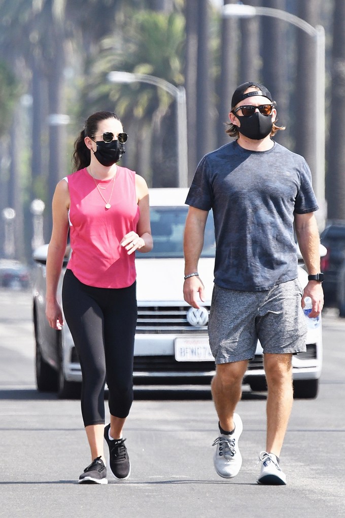 Lea Michele goes for a walk with hubby Zandy Reich