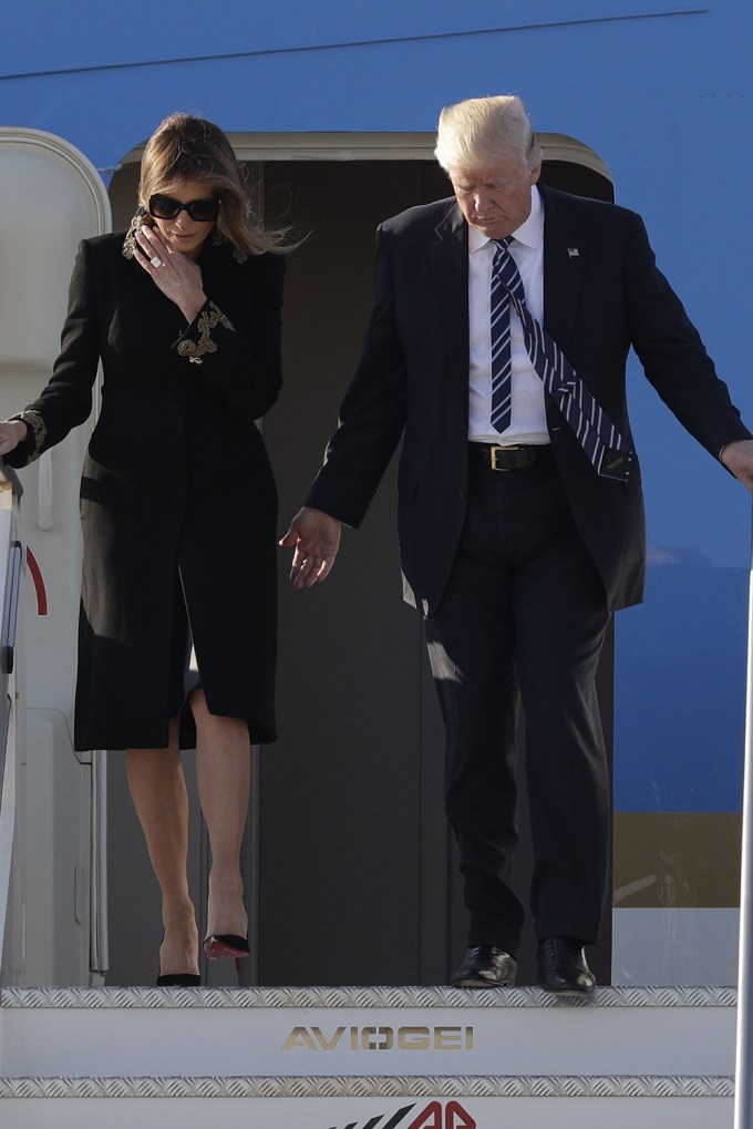Donald & Melania Trump Exiting An Aircraft