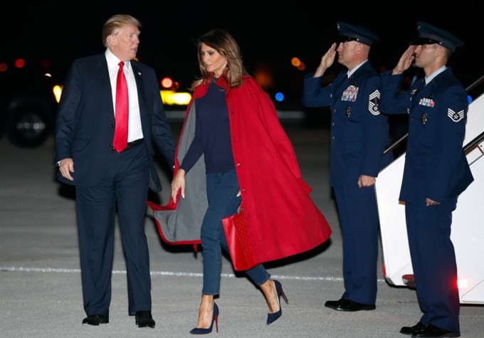 Donald & Melania Trump Exiting A Plane