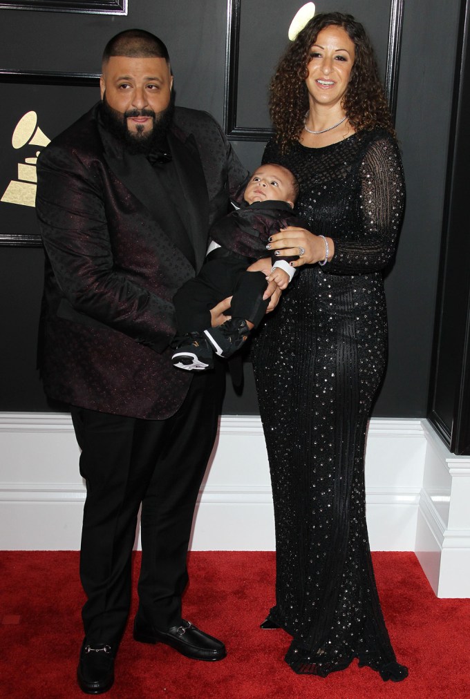 DJ Khaled’s Family Matches In Black At The 2017 Grammys