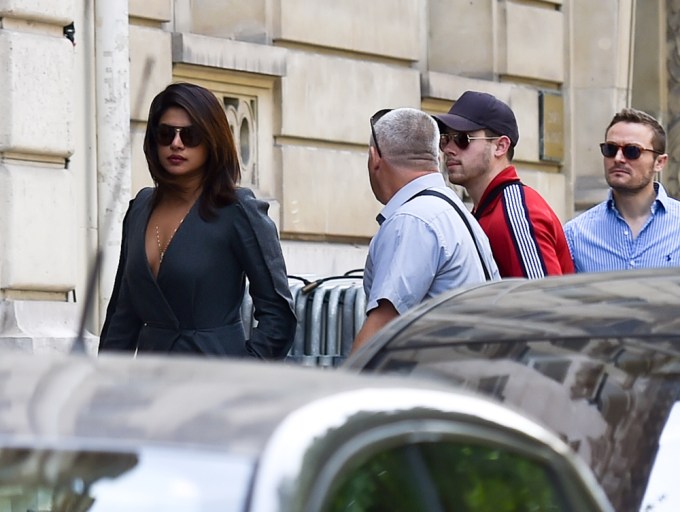 Priyanka Chopra & Nick Jonas arrive at the Royal Monceau hotel in Paris