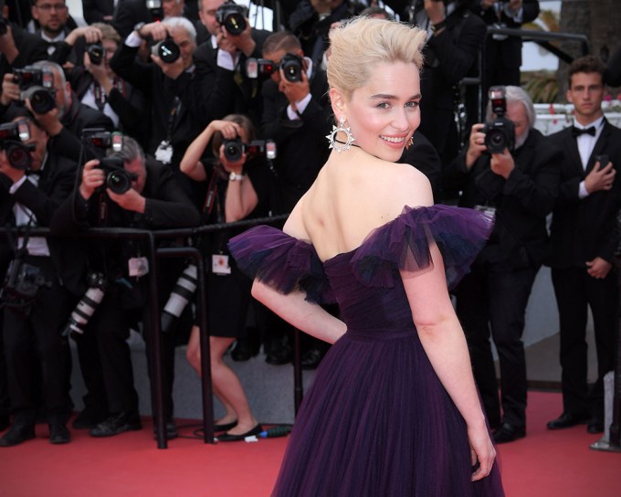 Emilia Clarke’s Gorgeous Striped Gown Promoting ‘Solo’ — See All 8 Of Her Fab Looks At Premieres