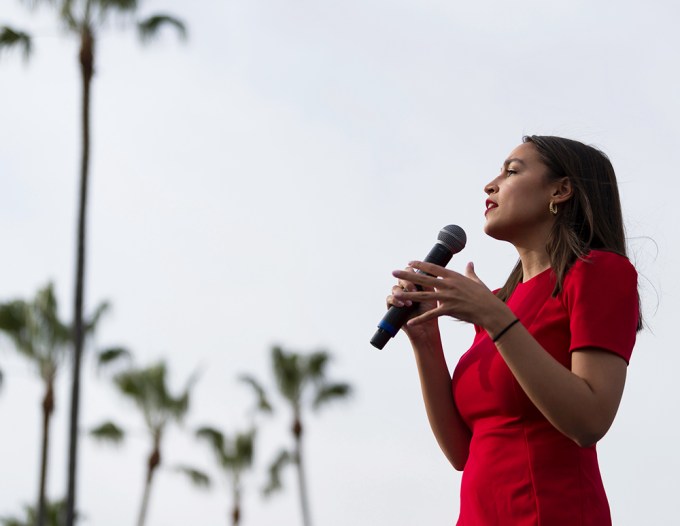 AOC At 2020 Election Rally With Bernie Sanders In California