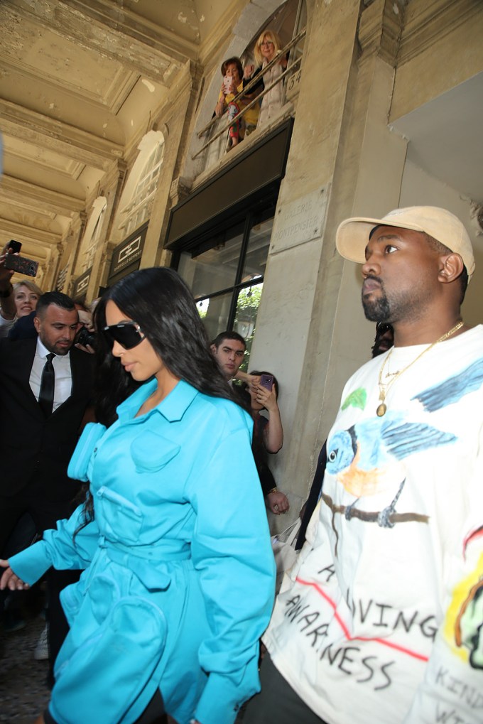 Kim Kardashian & Kanye West Leaving Louis Vuitton Show