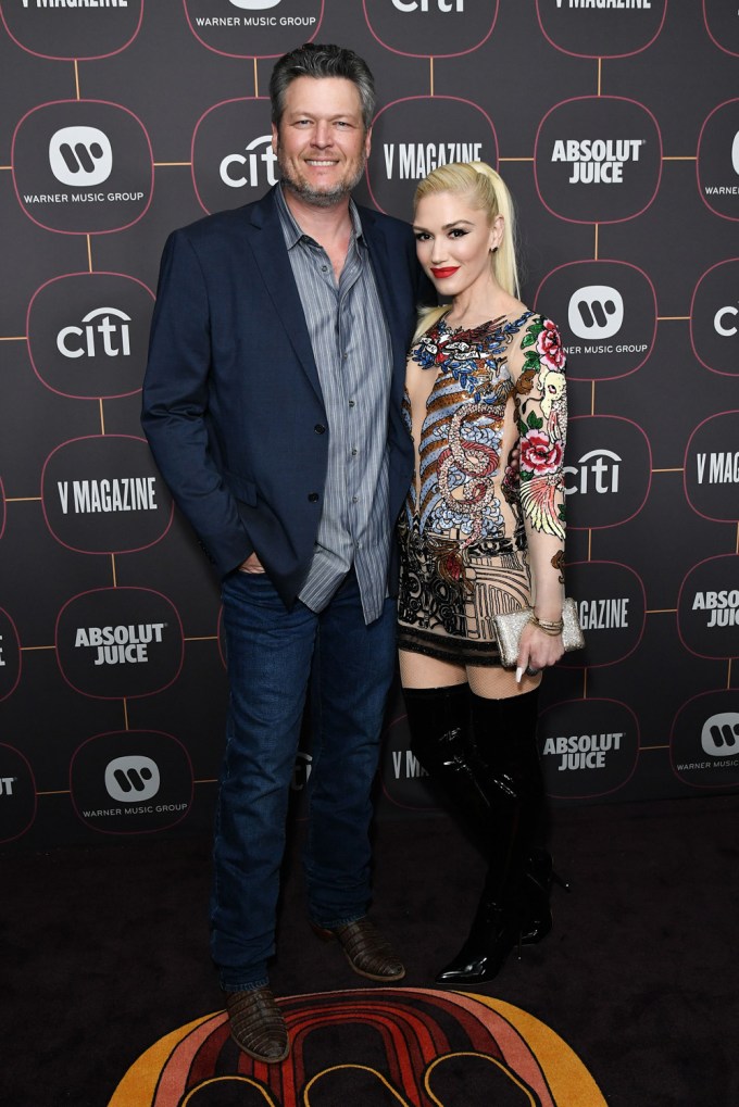 Gwen Stefani & Blake Shelton at the Warner Music’s Pre-Grammys Party