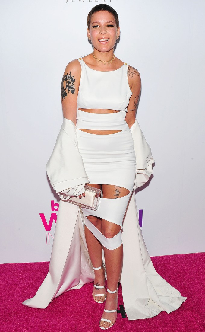 Halsey In An All White Outfit