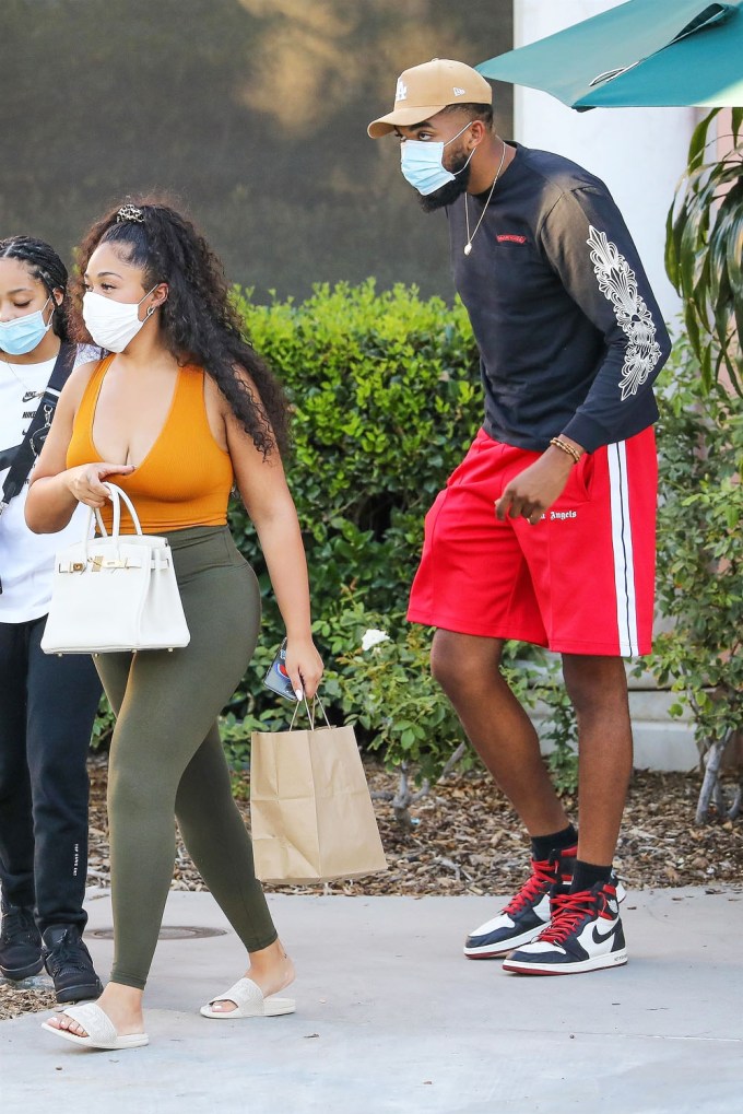 Jordyn Woods & Karl-Anthony Towns Leave Dinner With Friends