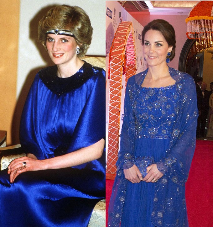 Princess Diana and Kate Middleton in blue