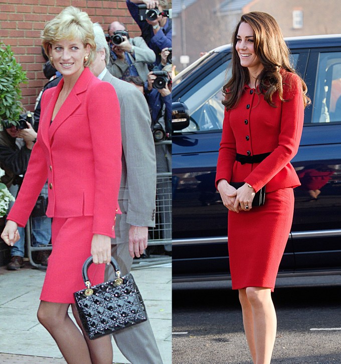 Kate Middleton And Diana Both In A Red Suit