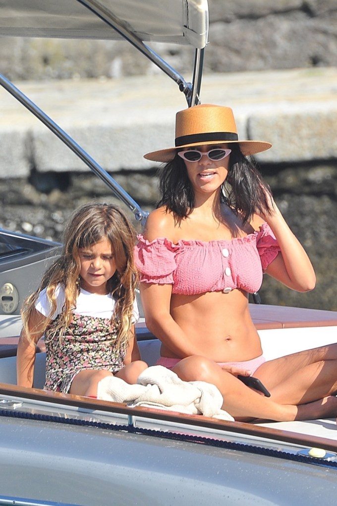 Kourtney Kardashian On Boat With Penelope Disick