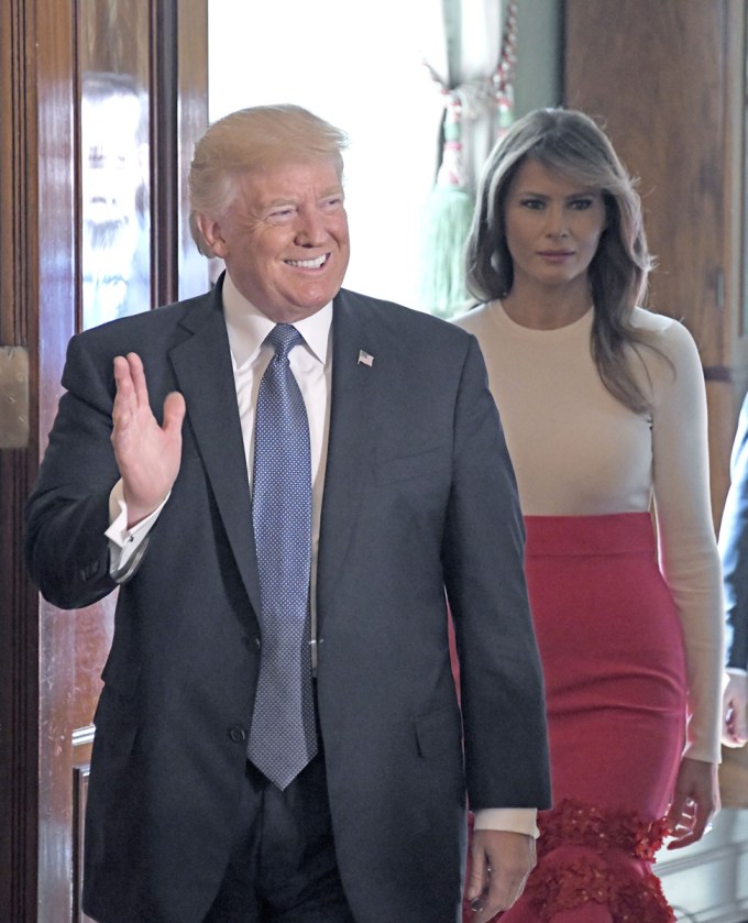 Melania & Donald Trump Attend A White House Event