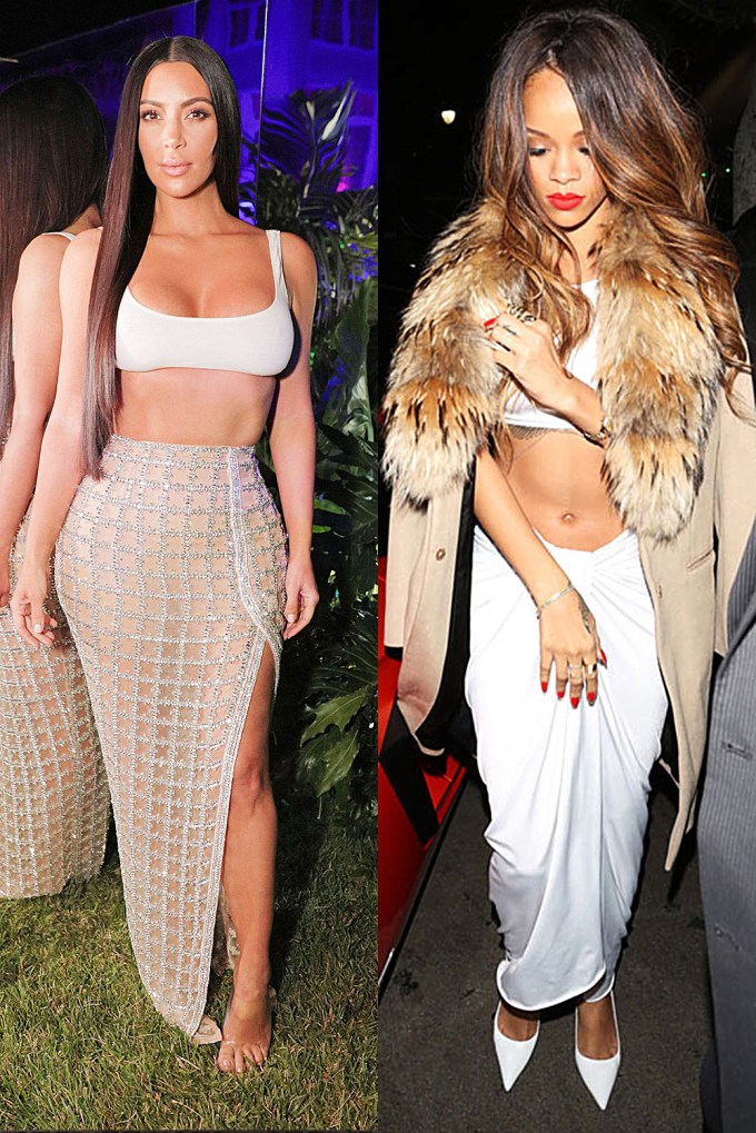 Kim Kardashian vs Rihanna — who wore white crop top best? See pics