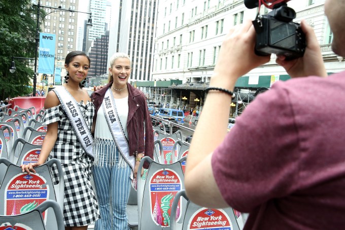 Miss USA Sarah Rose Summers And Miss Teen USA Hailey Colborn Take Their First Double-Decker Ride In New York City