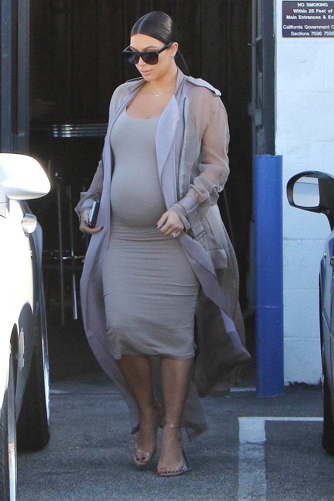 Kim Kardashian in gray