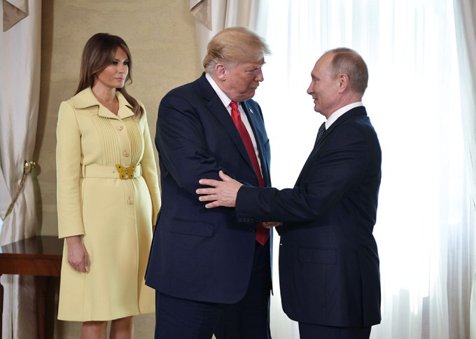 Melania Trump & Donald Trump Greet Vladimir Putin