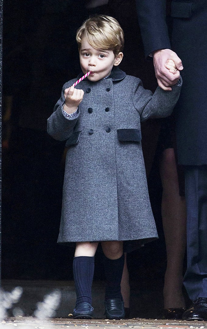 Prince George enjoys a candy cane