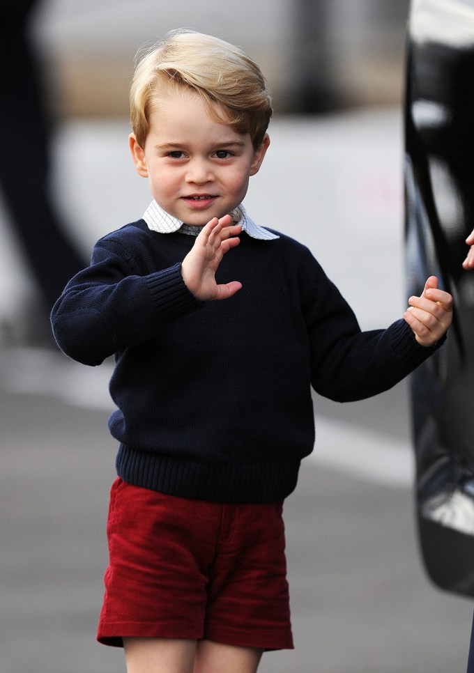 Prince George waving at the cameras