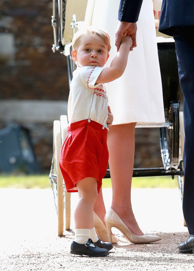 Prince George at sister Princess Charlotte’s christening
