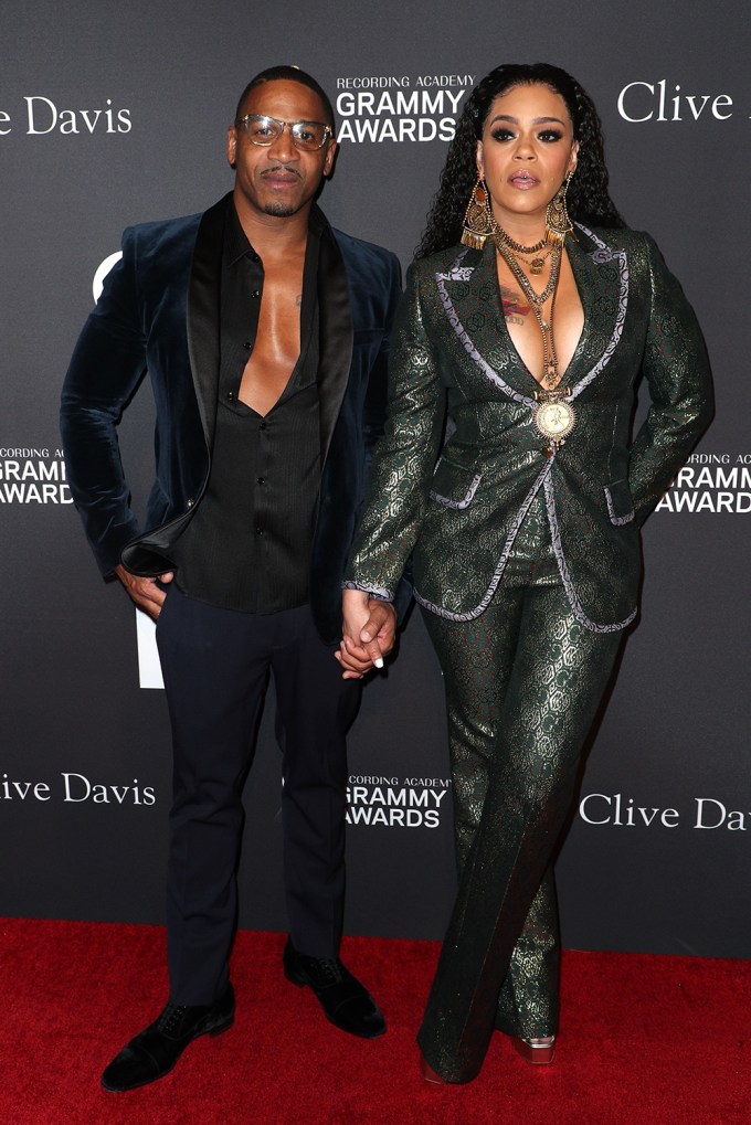 Stevie J and Faith Hill pose at the Clive Davis Pre-Grammy Gala
