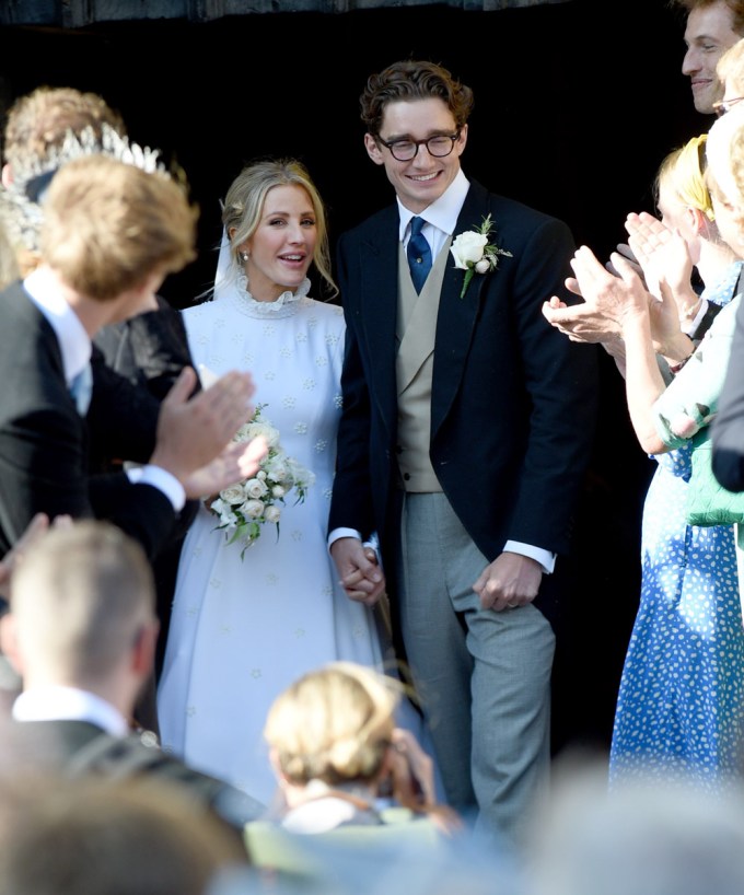 Ellie Goulding and Caspar Jopling greet their wedding guests
