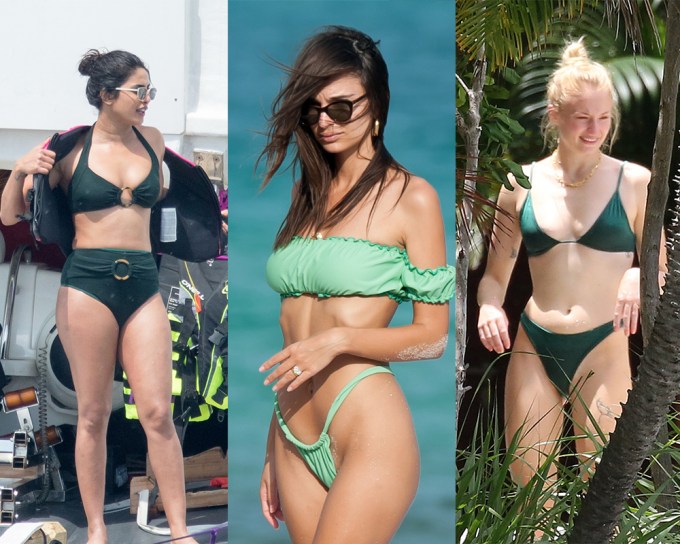 Celebs In Green Swimsuits