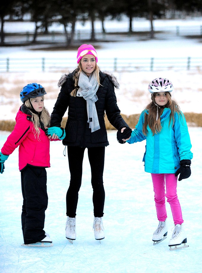 Denise Richards Ice Skates With Her Daughters