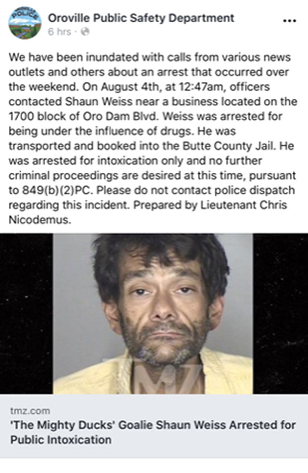 Page Six on X: 'Mighty Ducks' star Shaun Weiss was arrested for