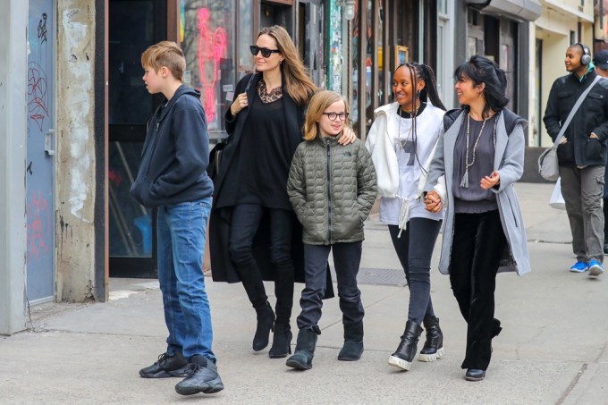 Angelina Jolie In NYC With Her Kids