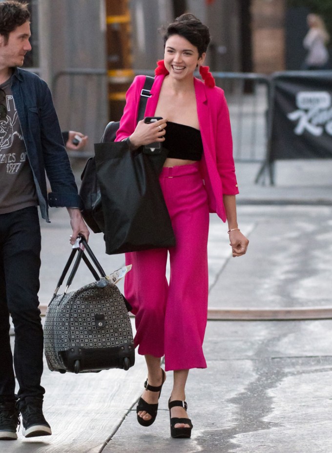 Bekah Martinez rocks a hot pink suit for ‘Jimmy Kimmel Live’