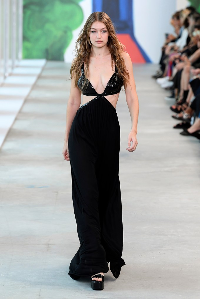 Gigi Hadid walking for Brandon Maxwell Spring/Summer 2019 fashion show  during New York Fashion Week