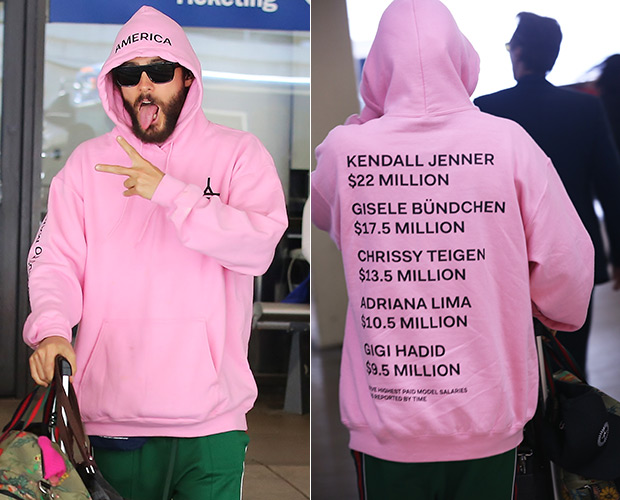 Jared Leto Disses Kendall Jenner & Gigi Hadid's Salary With Sweatshirt –  Hollywood Life