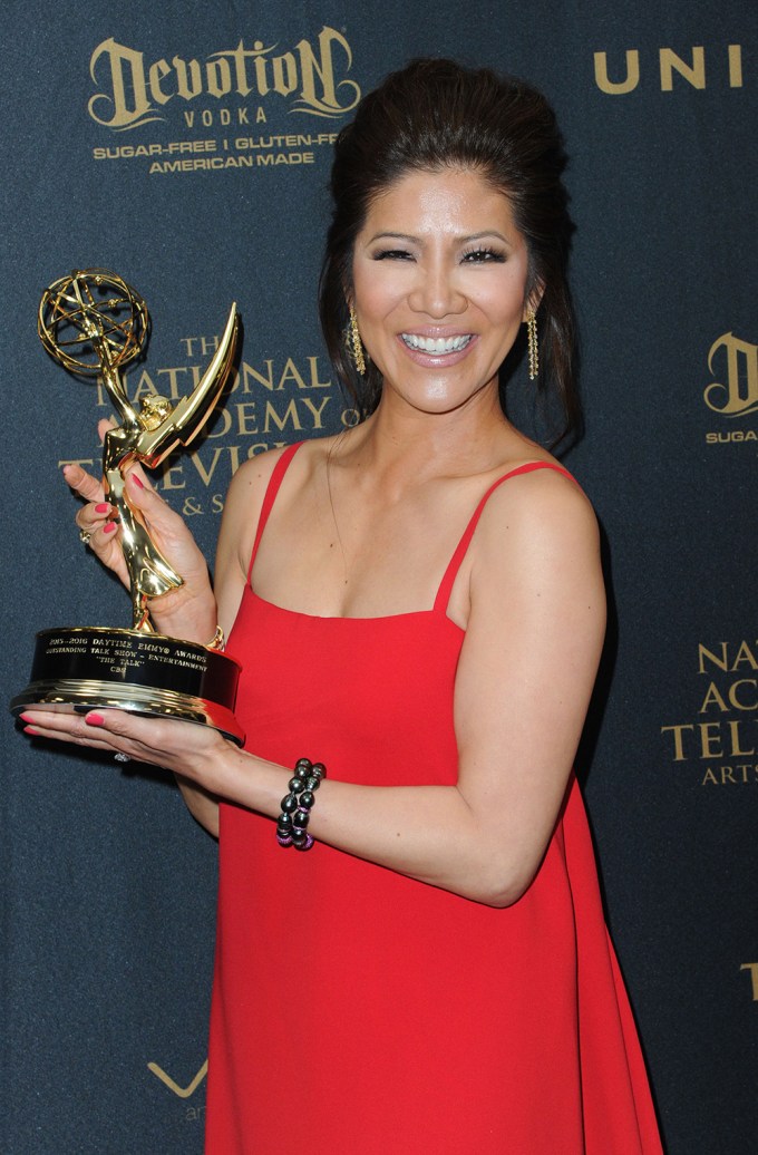 Julie Chen holds an Emmy