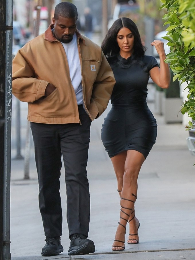 Kim Kardashian and Kanye West walking together