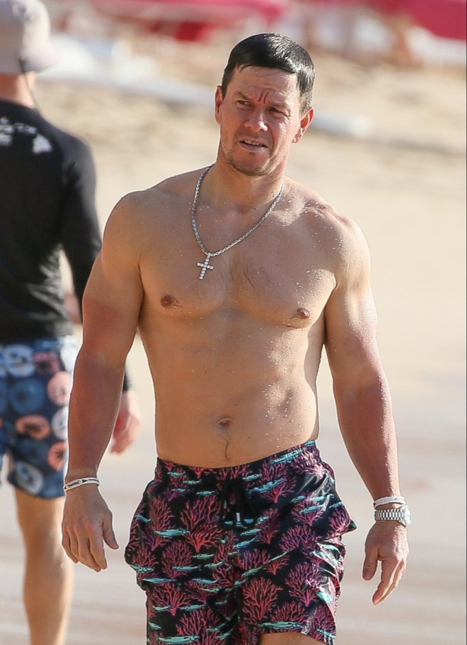 Mark Wahlberg Parties On The Beach in The Barbados