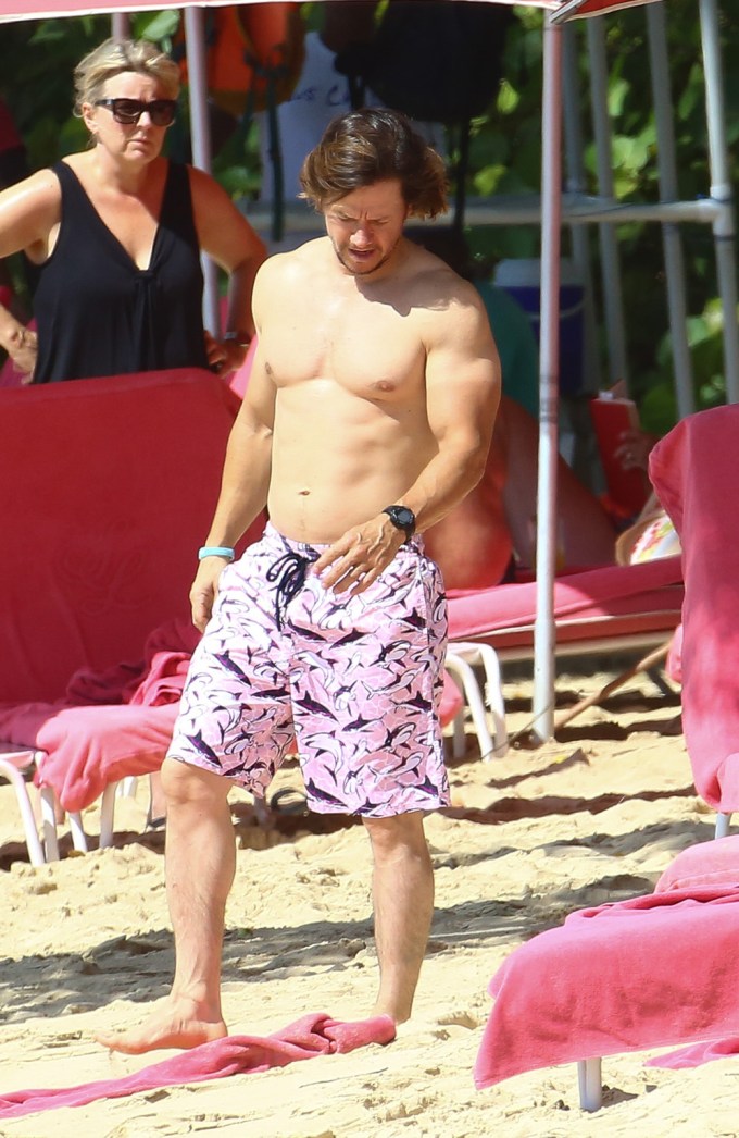Mark Wahlberg & His Wife On The Beach