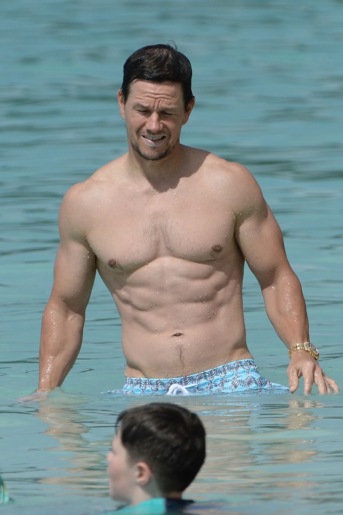 Mark Wahlberg swimming in the ocean